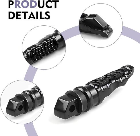 2 PCS Motorcycle Footpegs, Anti-slip Support Rear Foot Pedal with Grooves Texture, Rustproof Anti-bending Passenger Foot Rest Kit, Universal Modified Accessory for Most Motorcycles (Black) in Saudi Arabia