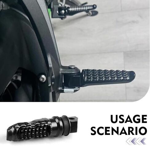 2 PCS Motorcycle Footpegs, Anti-slip Support Rear Foot Pedal with Grooves Texture, Rustproof Anti-bending Passenger Foot Rest Kit, Universal Modified Accessory for Most Motorcycles (Black) in Saudi Arabia