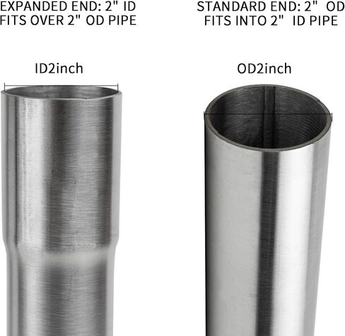 2.25 Inch Exhaust Pipe 6" Length, T304 Stainless Steel Tubing, 2 1/4 Inch(57mm) ID to 2.25" SS Flared Slip-Fit End Ducting,Universal Straight Tailpipe Connector Adapte in Saudi Arabia
