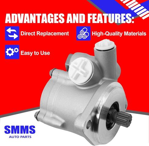 مضخة التوجيه SMMS PEV221615L101 لـ Freightliner for International لشاحنات Kenworth تحل محل OE EV221615L101 221615L101 SP33102 WA920301023 465TRW29 465TRW03 دوران المضخة: يسار، جديد in Kuwait