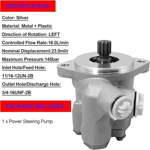 مضخة التوجيه SMMS PEV221615L101 لـ Freightliner for International لشاحنات Kenworth تحل محل OE EV221615L101 221615L101 SP33102 WA920301023 465TRW29 465TRW03 دوران المضخة: يسار، جديد in Kuwait