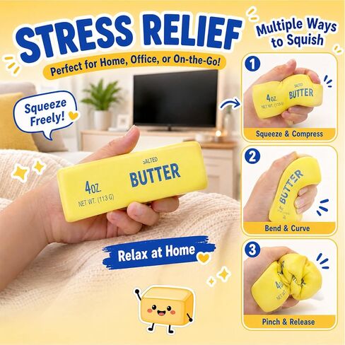3 Pcs Butter Squishy Toy, Slow Rising Squishy Butter Stick, Soft Slow Rebound Squeeze Toys for Stress Relief, Sensory Fidget Pack for Adults Party Favors Classroom Prizes Office Desk in Saudi Arabia