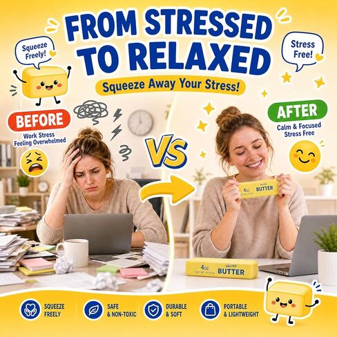 3 Pcs Butter Squishy Toy, Slow Rising Squishy Butter Stick, Soft Slow Rebound Squeeze Toys for Stress Relief, Sensory Fidget Pack for Adults Party Favors Classroom Prizes Office Desk in Saudi Arabia