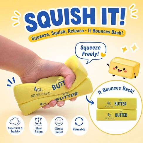 3 Pcs Butter Squishy Toy, Slow Rising Squishy Butter Stick, Soft Slow Rebound Squeeze Toys for Stress Relief, Sensory Fidget Pack for Adults Party Favors Classroom Prizes Office Desk in Saudi Arabia