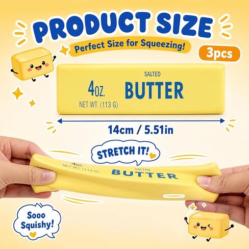 3 Pcs Butter Squishy Toy, Slow Rising Squishy Butter Stick, Soft Slow Rebound Squeeze Toys for Stress Relief, Sensory Fidget Pack for Adults Party Favors Classroom Prizes Office Desk in Saudi Arabia
