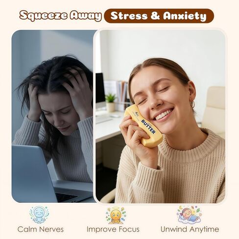 Butter Squishy Toys, Slow Rising Squishy Butter Stick Like Squishy Dumplings, Squeeze Toys for Anxiety Relief Party Favors (1 Pcs, Yellow) in Saudi Arabia