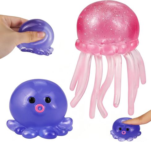 2 PCS Octopus Squishy Toys, Stress Relief Squeeze Balls, Sensory Fidget Toys for Kids 4-8, Party Favors for Desk, Office & Gifts in Saudi Arabia