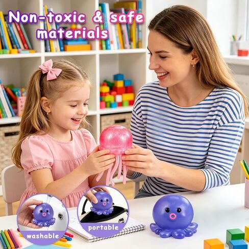 2 PCS Octopus Squishy Toys, Stress Relief Squeeze Balls, Sensory Fidget Toys for Kids 4-8, Party Favors for Desk, Office & Gifts in Saudi Arabia