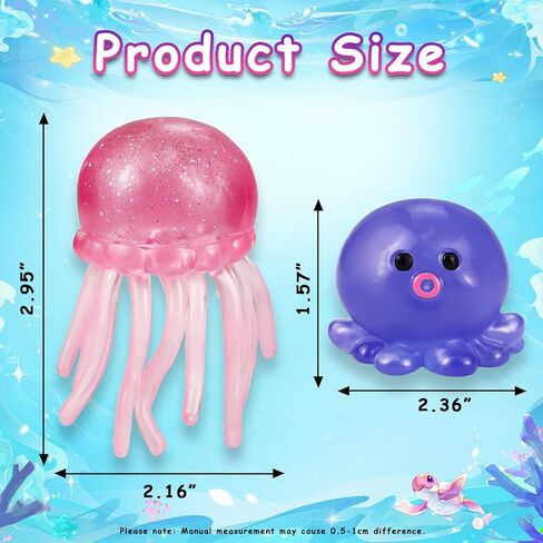 2 PCS Octopus Squishy Toys, Stress Relief Squeeze Balls, Sensory Fidget Toys for Kids 4-8, Party Favors for Desk, Office & Gifts in Saudi Arabia