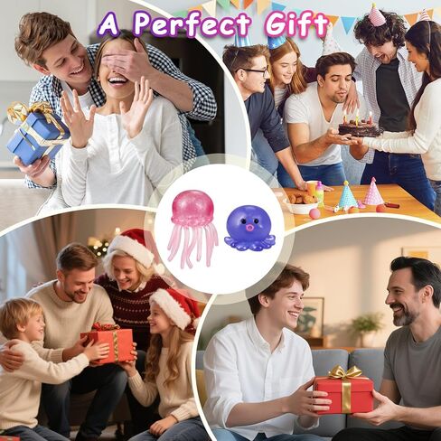 2 PCS Octopus Squishy Toys, Stress Relief Squeeze Balls, Sensory Fidget Toys for Kids 4-8, Party Favors for Desk, Office & Gifts in Saudi Arabia