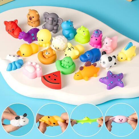 50 Pcs Mochi Squishies Toys with Plastic Tub, Kawaii Animal Stress Relief Toys, Mini Sensory Toys for Kids Party Favors, Goodie Bag Fillers, Classroom Rewards, Treasure Box Toys, Easter Egg Fillers in Saudi Arabia