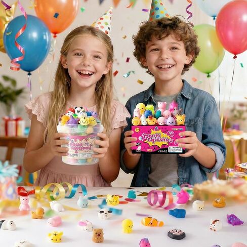 50 Pcs Mochi Squishies Toys with Plastic Tub, Kawaii Animal Stress Relief Toys, Mini Sensory Toys for Kids Party Favors, Goodie Bag Fillers, Classroom Rewards, Treasure Box Toys, Easter Egg Fillers in Saudi Arabia