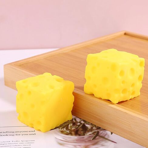 Yellow Cheese Squeeze Toy,Soft Novelty Toy, Rebounding Sensory,Help for Relax,Focus, Sensory Cheese for & Adults, Food Theme Cheese Cubes Squishy Toys,Stress Balls for Adults in Saudi Arabia