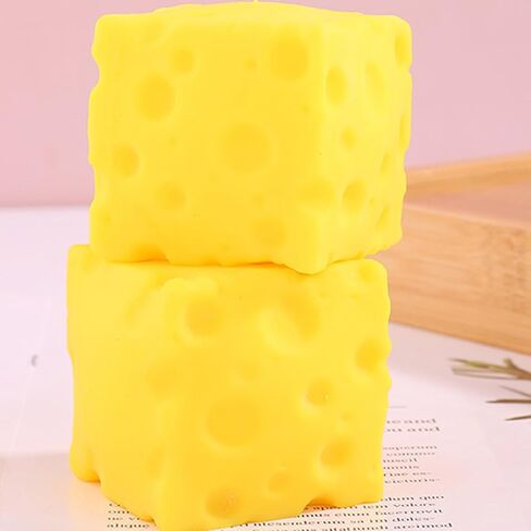 Yellow Cheese Squeeze Toy,Soft Novelty Toy, Rebounding Sensory,Help for Relax,Focus, Sensory Cheese for & Adults, Food Theme Cheese Cubes Squishy Toys,Stress Balls for Adults in Saudi Arabia