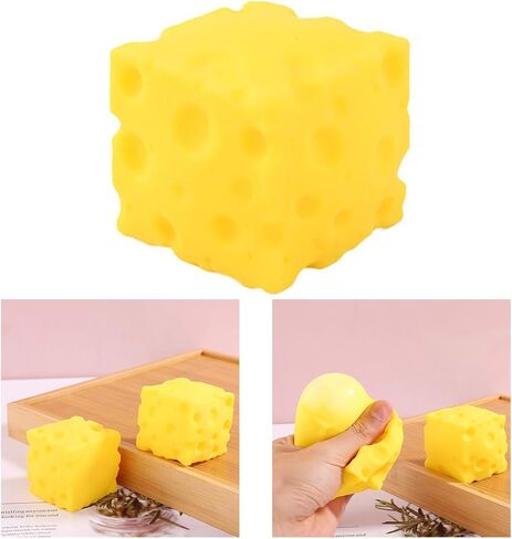 Yellow Cheese Squeeze Toy,Soft Novelty Toy, Rebounding Sensory,Help for Relax,Focus, Sensory Cheese for & Adults, Food Theme Cheese Cubes Squishy Toys,Stress Balls for Adults in Saudi Arabia