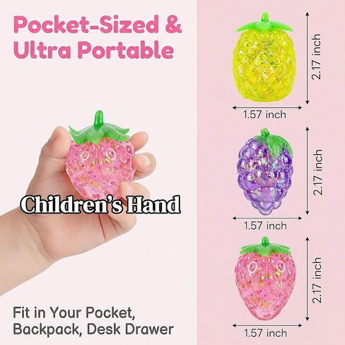 3 Pack Sugar Squishy Balls Stress Toys, Soft Fruit Stress Squish Balls, Sensory Fidget Squishy Toys Set for Kids, Boys & Girls, Party Favors & Goodie Bag Stuffers (Pineapple, Grape & Strawberry ) in Saudi Arabia