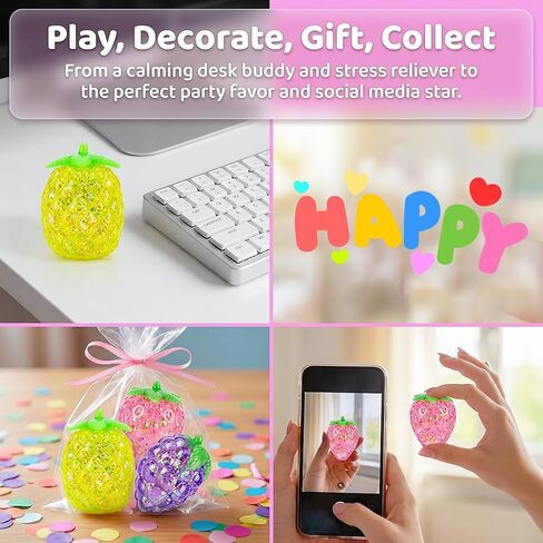 3 Pack Sugar Squishy Balls Stress Toys, Soft Fruit Stress Squish Balls, Sensory Fidget Squishy Toys Set for Kids, Boys & Girls, Party Favors & Goodie Bag Stuffers (Pineapple, Grape & Strawberry ) in Saudi Arabia