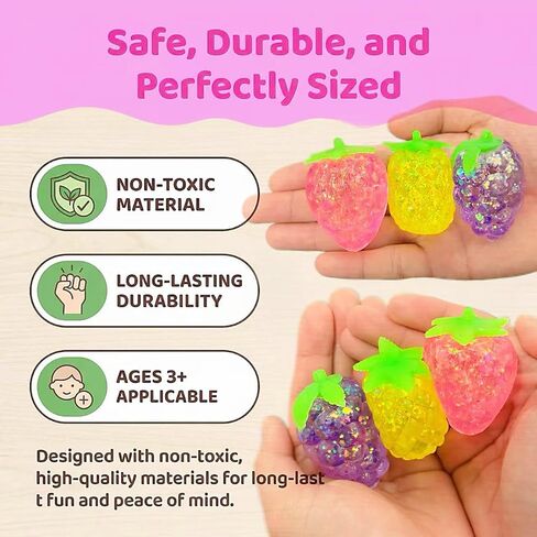 3 Pack Sugar Squishy Balls Stress Toys, Soft Fruit Stress Squish Balls, Sensory Fidget Squishy Toys Set for Kids, Boys & Girls, Party Favors & Goodie Bag Stuffers (Pineapple, Grape & Strawberry ) in Saudi Arabia