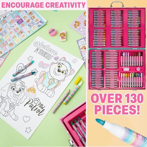 Get Trend Paw Patrol Kids Art Supplies Case with Colored Pencils, Crayons, Washable Markers, Sticker Sheets, Arts and Crafts Drawing Kit, Coloring Set, Creative Gifts for Girls in Saudi Arabia