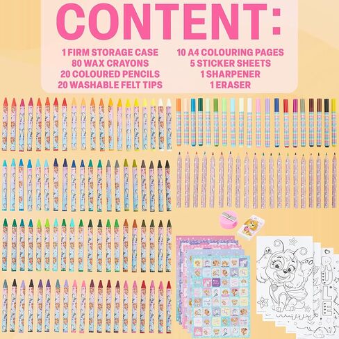 Get Trend Paw Patrol Kids Art Supplies Case with Colored Pencils, Crayons, Washable Markers, Sticker Sheets, Arts and Crafts Drawing Kit, Coloring Set, Creative Gifts for Girls in Saudi Arabia