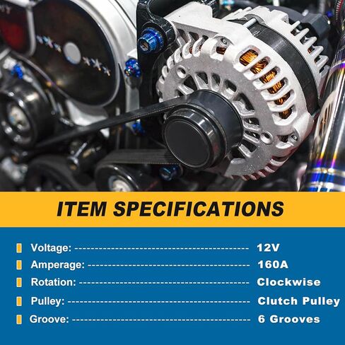 160A Alternator Compatible with Chrysler 300 Dodge Charger Challenger Durango Jeep Grand Cherokee 3.6L V6 2011-2020, RAM 1500 2016-2020, Replace 4801779AI 4801779AH 4801779AG in Saudi Arabia