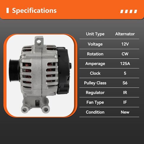 Alternator Compatible with Chevrolet Colorado 07-12,For GMC Canyon 07-12,For Hummer H3 07-10,For Isuzu I-290 I-370 2007-2008, Replace#11148,15884348,15946765,25925948,TG12S047,TG12S089 in Saudi Arabia