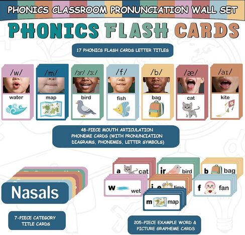 Phonics Sound Wall Kit (277 Cards + Teaching Guide) | Science of Reading Manipulatives, Vowel & Consonant Practice, Phonemic Awareness, ESL Speech Therapy Classroom Decor in Saudi Arabia