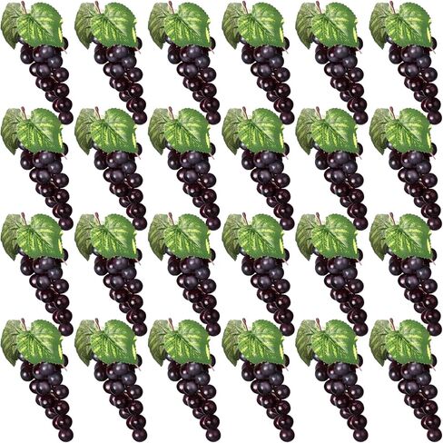 24 Pcs Artificial Grape Rubber Fake Grapes Bunches with Vines Leaves Faux Lifelike Fruits Ornament for Wedding Outdoor Decoration Garden Home, 6 Colors in Saudi Arabia