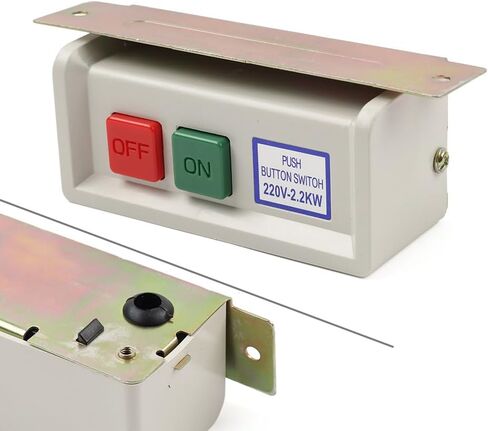 Liru 1pc Plastic & Metal On & Off Power Push Button Switch Box Motor # T75 Red & Green For Industrial Motor 220 Volt 110V Sewing Machine in Kuwait