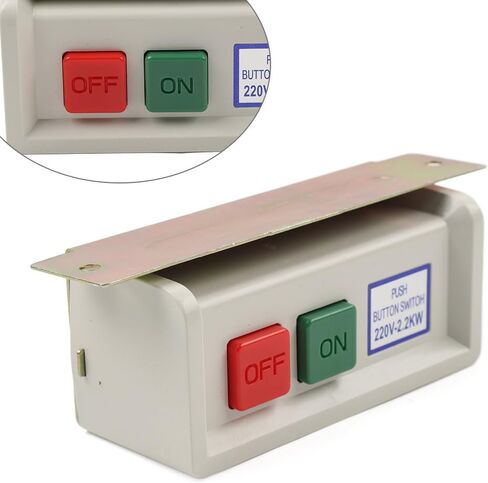 Liru 1pc Plastic & Metal On & Off Power Push Button Switch Box Motor # T75 Red & Green For Industrial Motor 220 Volt 110V Sewing Machine in Kuwait