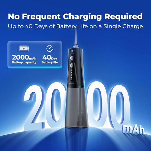 Water Flosser Teeth Pick: 5 Modes Cordless Water Dental Floss 300ML Portable Rechargeable IPX7 Waterproof Electric Water Flossing Cleaning Picks with 6 Jet Tips Oral Irrigator Cleaner, White in Saudi Arabia