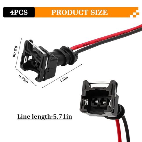 4PCS Car Fuel Injector Connector, EV1 OBD1 Plug Pigtail Harness Socket Wiring Loom Clip Cut, Automotive Fuel Injector Harness Connector Pigtails, Compatible with E150 E250 E350 in Kuwait