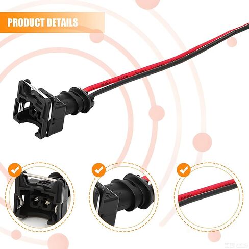 4PCS Car Fuel Injector Connector, EV1 OBD1 Plug Pigtail Harness Socket Wiring Loom Clip Cut, Automotive Fuel Injector Harness Connector Pigtails, Compatible with E150 E250 E350 in Kuwait
