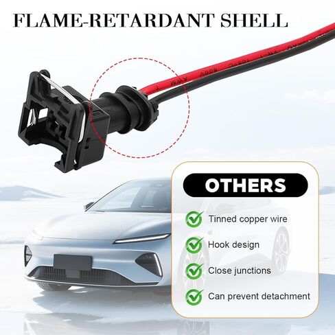 4PCS Car Fuel Injector Connector, EV1 OBD1 Plug Pigtail Harness Socket Wiring Loom Clip Cut, Automotive Fuel Injector Harness Connector Pigtails, Compatible with E150 E250 E350 in Kuwait