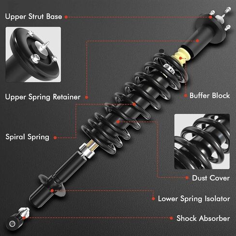 A-Premium Rear Complete Struts Compatible with [Convertible] Chrysler 200 2011-2014, Sebring 2008-2010 - 2x Replacement Suspension Shock Absorber with Coil Spring Assembly in Kuwait