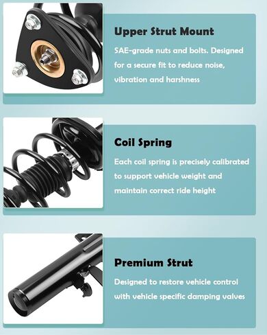 SCITOO - 2Pcs Front Complete Struts Spring Assembly + 2Pcs Rear Shock Absorbers Fits 2012-2013 for Ford Focus Full Set Front Rear Complete Struts with 172523 349194 - Set of 4 in Kuwait