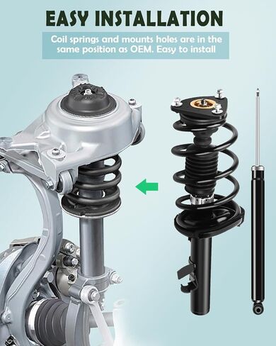 SCITOO - 2Pcs Front Complete Struts Spring Assembly + 2Pcs Rear Shock Absorbers Fits 2012-2013 for Ford Focus Full Set Front Rear Complete Struts with 172523 349194 - Set of 4 in Kuwait