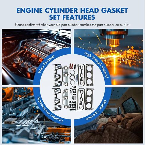 Cylinder Head Gasket set Fit for Chevrolet Equinox 3.4L,for Pontiac Torrent 3.4L Replace HS9071PT-3,HS4956C in Kuwait