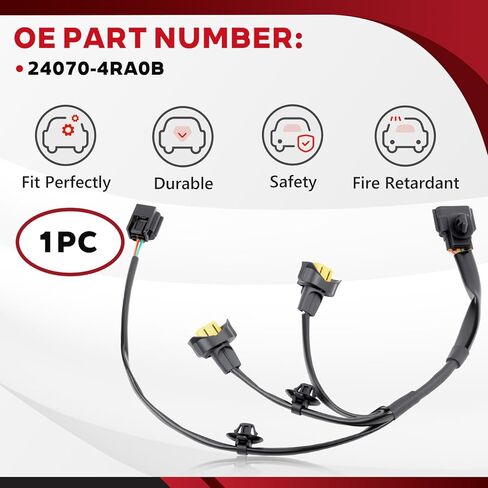 Right Passenger Side Fog Light Wiring Harness Compatible with Nissan Maxima 2016-2019 Replace #24070-4RA0B 240704RA0B in Kuwait