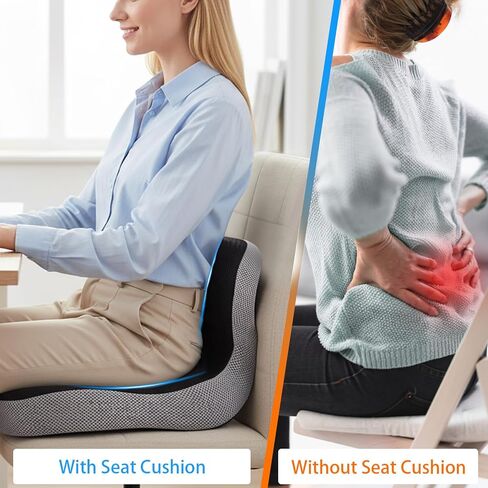 Ergonomic Memory Foam Reenly Seat Cushion & Non-Slip Base with Adjustable Straps,Seat Cushion for Truck Driver and Office Chair Cushion,Removable Washable Cover- Plush Velvet in Saudi Arabia