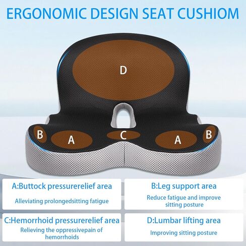Ergonomic Memory Foam Reenly Seat Cushion & Non-Slip Base with Adjustable Straps,Seat Cushion for Truck Driver and Office Chair Cushion,Removable Washable Cover- Plush Velvet in Saudi Arabia