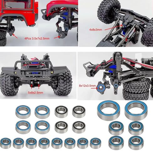 RC Parts Compatible with Traxxas for TRX4M 1/18 RC Crawler Car Upgrade Parts Stainless Steel RC Bearing Kit Ball Bearings in Saudi Arabia