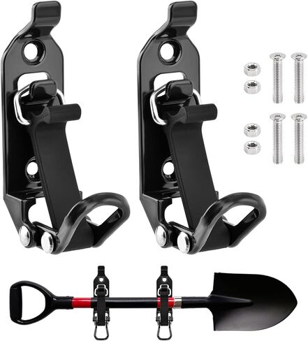 2Pcs Shovel Mount for Roof Rack, Heavy Duty Metal & Rubber Tool Holder, Adjustable Clamp Fits 17-44mm Diameter for Axe, Hammer, Off-Road Trucks, RVs, Trailers(Color:Black) in Saudi Arabia