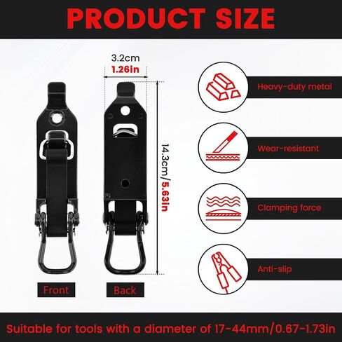 2Pcs Shovel Mount for Roof Rack, Heavy Duty Metal & Rubber Tool Holder, Adjustable Clamp Fits 17-44mm Diameter for Axe, Hammer, Off-Road Trucks, RVs, Trailers(Color:Black) in Saudi Arabia