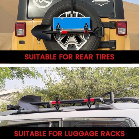 2Pcs Shovel Mount for Roof Rack, Heavy Duty Metal & Rubber Tool Holder, Adjustable Clamp Fits 17-44mm Diameter for Axe, Hammer, Off-Road Trucks, RVs, Trailers(Color:Black) in Saudi Arabia