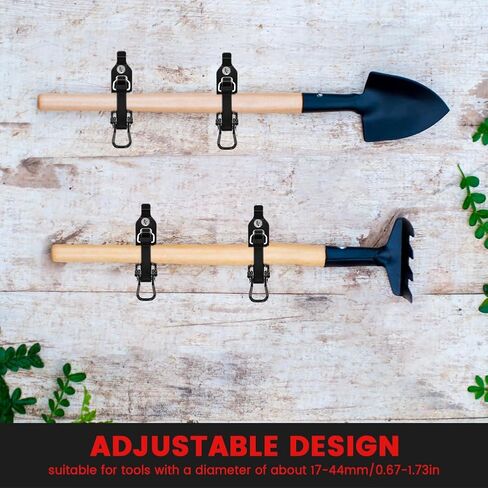 2Pcs Shovel Mount for Roof Rack, Heavy Duty Metal & Rubber Tool Holder, Adjustable Clamp Fits 17-44mm Diameter for Axe, Hammer, Off-Road Trucks, RVs, Trailers(Color:Black) in Saudi Arabia