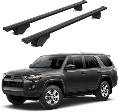 قضبان متقاطعة لحامل السقف من ERKUL لسيارة Toyota 4Runner 2010-2024 | قضبان متقاطعة من الألومنيوم مع قفل مضاد للسرقة على السطح | متوافق مع القضبان المرتفعة - أسود in Kuwait