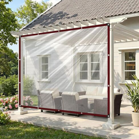 قماش القنب الشفاف مقاس 8 × 10 قدم، قماش مقاوم للماء شديد التحمل، قماش بلاستيكي مع الحلقات قماش القنب الشفاف من الفينيل للفناء الخارجي وغطاء نافذة حظيرة الدجاج، قماش مشمع شفاف لمصنع الدفيئة في الشرفة in Kuwait