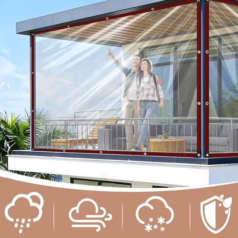 قماش القنب الشفاف مقاس 8 × 10 قدم، قماش مقاوم للماء شديد التحمل، قماش بلاستيكي مع الحلقات قماش القنب الشفاف من الفينيل للفناء الخارجي وغطاء نافذة حظيرة الدجاج، قماش مشمع شفاف لمصنع الدفيئة في الشرفة in Kuwait