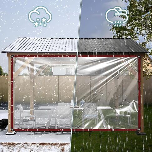 قماش القنب الشفاف مقاس 8 × 10 قدم، قماش مقاوم للماء شديد التحمل، قماش بلاستيكي مع الحلقات قماش القنب الشفاف من الفينيل للفناء الخارجي وغطاء نافذة حظيرة الدجاج، قماش مشمع شفاف لمصنع الدفيئة في الشرفة in Kuwait